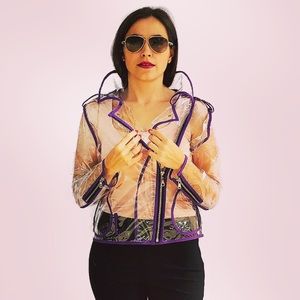 Transparent Vinyl Biker Jacket with Bordo Trim!